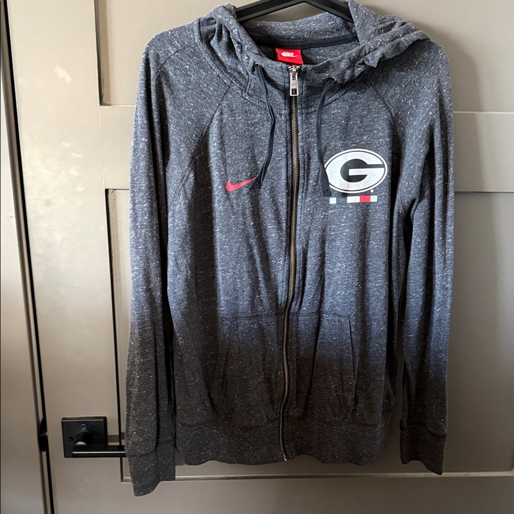 Nike Dark Gray Zip-Up Hoodie with Georgia Logo